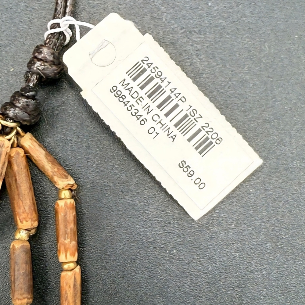 J. Jill Gold And Brown Multi Strand Necklace With A Metal Pendant - Picture 3 of 8